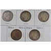 Image 1 : (5) 1904-O BARBER HALF DOLLARS