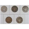 Image 2 : (5) 1904-O BARBER HALF DOLLARS