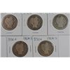 Image 1 : (5) 1904-S BARBER HALF DOLLARS