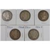 Image 1 : (5) 1906-D BARBER HALF DOLLARS