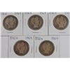 Image 1 : (5) 1909 BARBER HALF DOLLARS