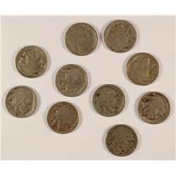 (10) 1923-S BUFFALO NICKELS