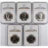 Image 1 : LOT OF ( 5 ) 1987-D KENNEDY HALF DOLLARS, NGC MS-66