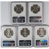 Image 2 : LOT OF ( 5 ) 1987-D KENNEDY HALF DOLLARS, NGC MS-66