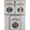 Image 1 : ( 3 ) NGC GRADED MS-65 FRANKLIN HALF DOLLARS,  1958  & (2) 1963