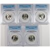 Image 1 : ( 5 ) 1961-D WASHINGTON QUARTERS, PCGS MS-64