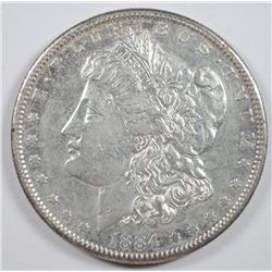 1884-S MORGAN SILVER DOLLAR, AU+ SEMI-KEY