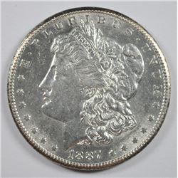1887-S MORGAN SILVER DOLLAR, AU+ SEMI-KEY