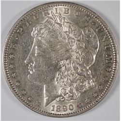 1890-S MORGAN SILVER DOLLAR, AU+