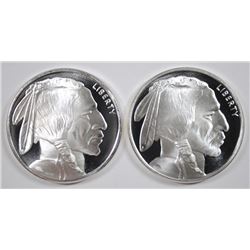( 2 ) INDIAN HEAD/BUFFALO ONE OUNCE .999 SILVER ROUNDS