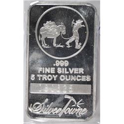 A FIVE OUNCE SILVERTOWNE .999 SILVER BAR,  A GREAT  SIZE  FOR A GIFT