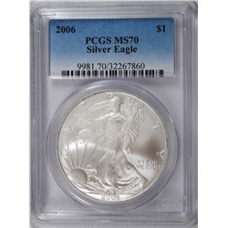2006 AMERICAN SILVER EAGLE, PCGS MS-70 PERFECT!