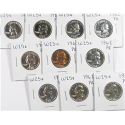 (10) 1962 PROOF WASHINGTON QUARTERS