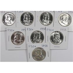 (8) 1958 FRANKLIN HALF DOLLARS CH BU