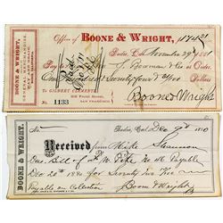 Two Boone & Wright Checks (Bodie Merchants)