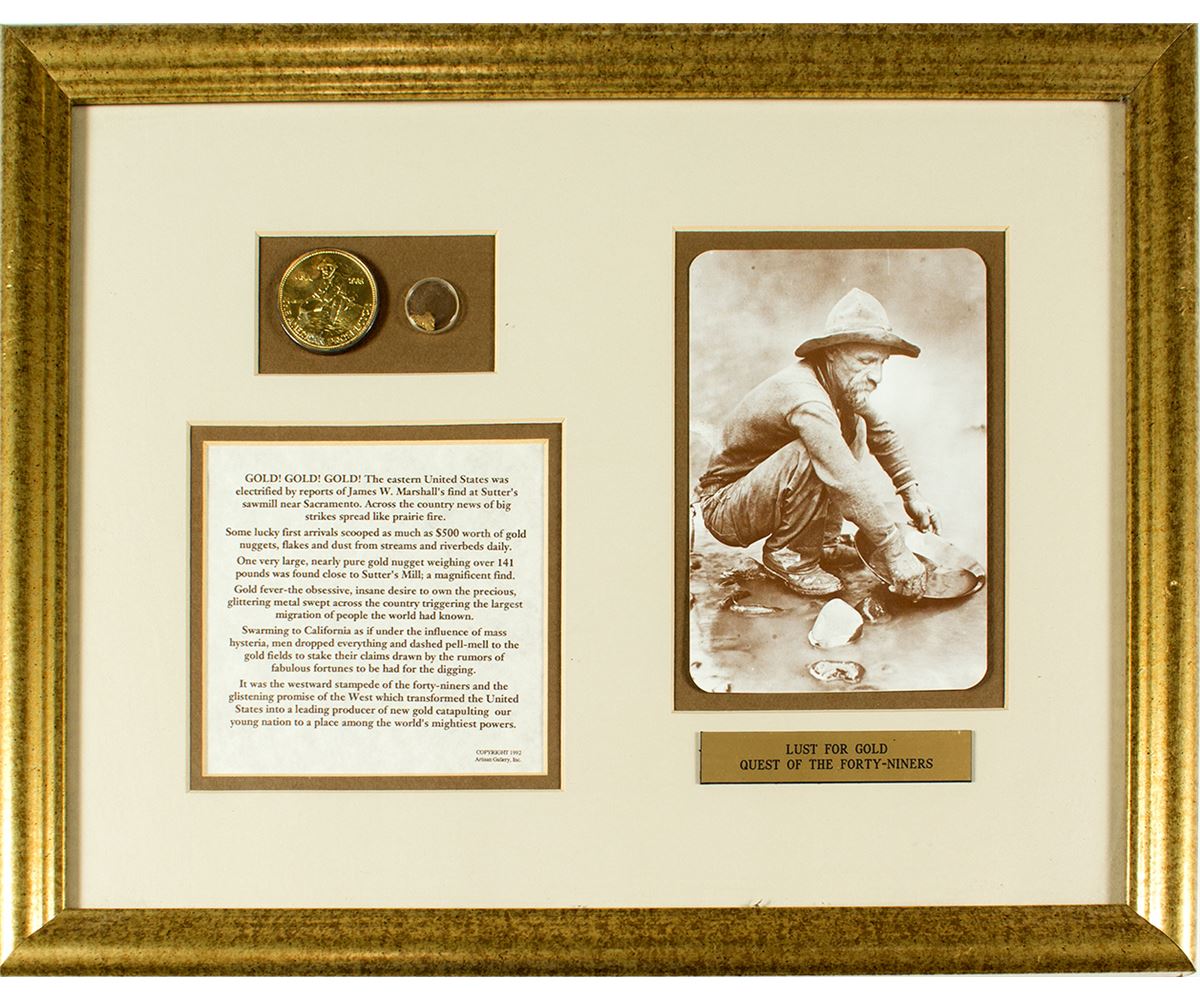 California Gold Rush Framed Historical Exhibit for Sutter's Mill