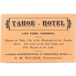 Business Card for Tahoe Hotel