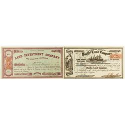Two Land Company Stock Certificates