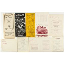 Sausalito Ephemera (Map, Brochure, Menus)