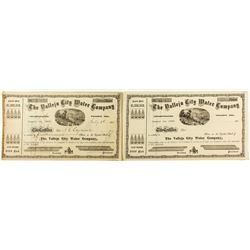 Vallejo City Water Company Stock Certificates