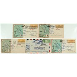 5 Hawaii Long Stamp Air Mail Covers
