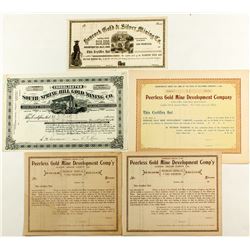 Five Amador County Mining Stock Certificates