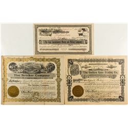 Three Placerville Mining Stock Certificates