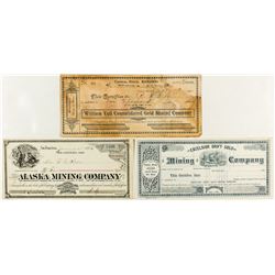 Three Sierra County Mining Stock Certificates