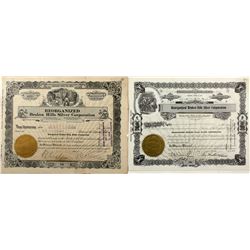 Two Broken Hills Mining Stock Certificates