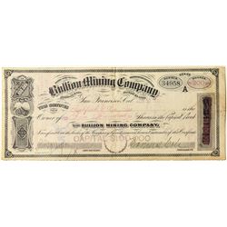 Bullion Mining Co. Stock Certificate