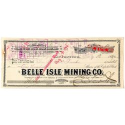 Belle Isle Mining Co. Stock Certificate