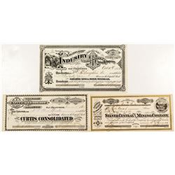 Three Comstock Mining Stock Certificates