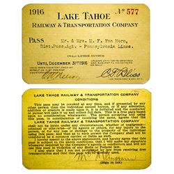 Lake Tahoe Railway Pass (1916)