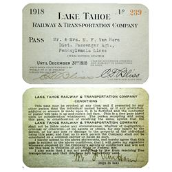 Lake Tahoe Railway Pass (1918)