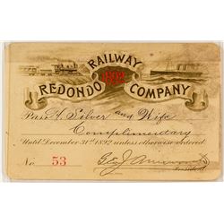 Redondo Railway Co. Pictorial Pass