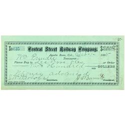 Central Street Railway Co. Check