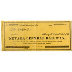 Nevada Central Railway Stock Certificate