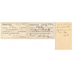 Two Virginia & Truckee Railroad Paycards