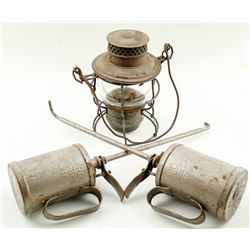 Railroad Lantern and Oil Cans