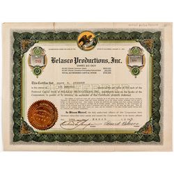 Belasco Productions Stock Certificate