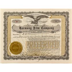 Harmony Film Company Stock Certificate