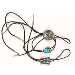 3 Silver and Turquoise Bolo Ties