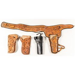 Hand-Tooled Leather Belt and Holsters