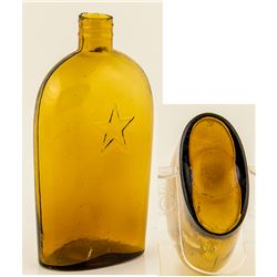 "Star" amber whiskey flask