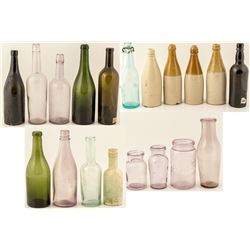 Whiskey, beer, food and wine bottles