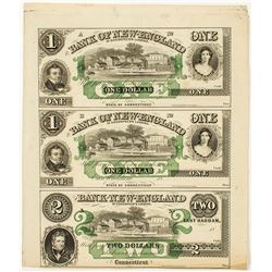 Bank of New England Uncut Currency