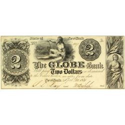Globe Bank, $2 note, 1840.