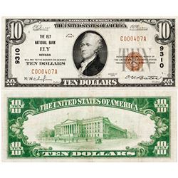 Ely, Nevada - $10, 1929 Type 1, The Ely National Bank, Charter 9310.  Fr. 1801-1