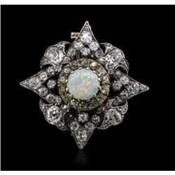 14KT Two-Tone Gold 1.87ct Opal and Diamond Brooch