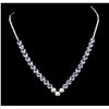 Image 1 : 14KT White Gold 16.08ctw Tanzanite and Diamond Necklace